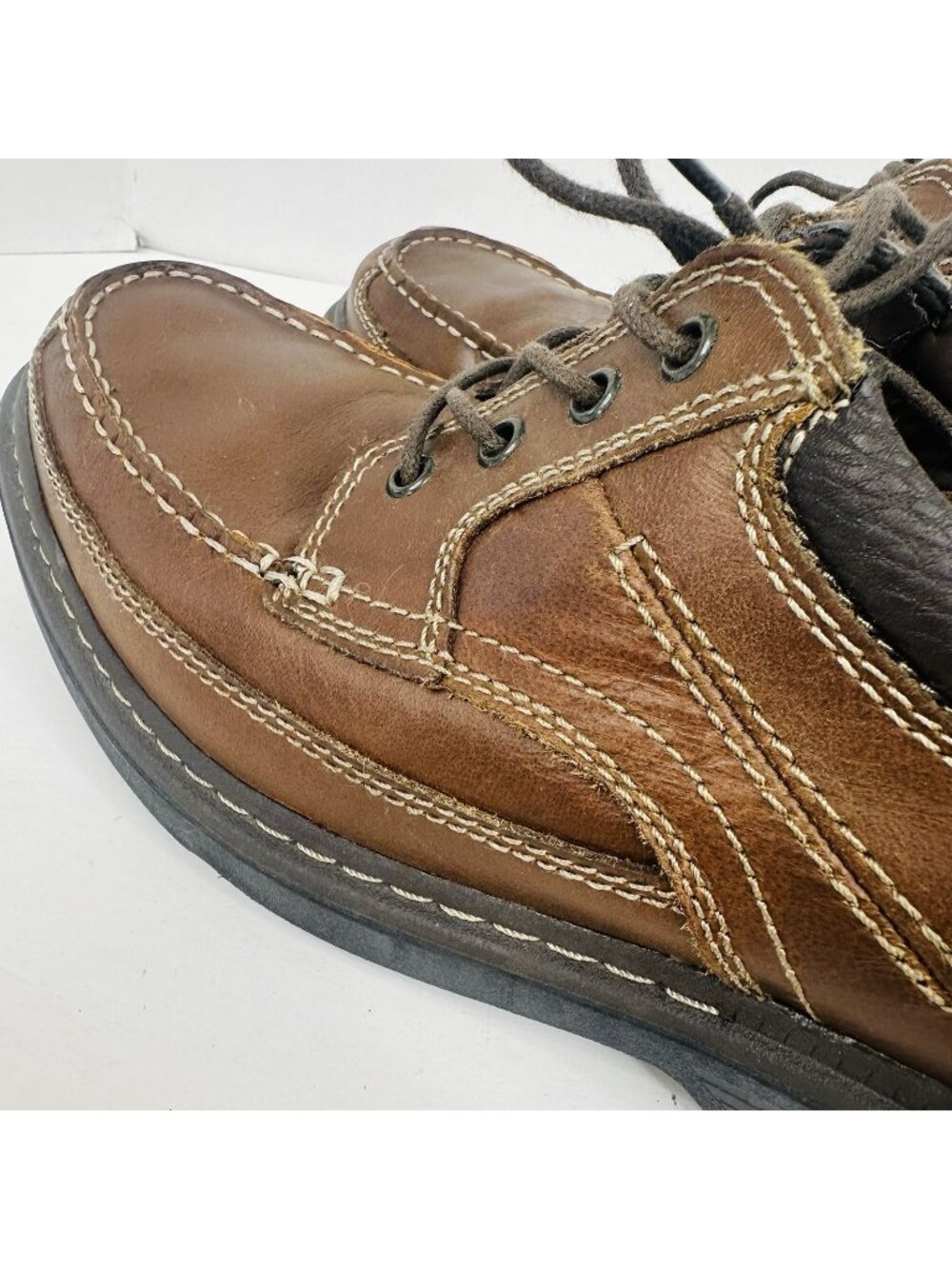 G H Bass Geoff Oxfords Men's 11.5 M Casual Shoes Brown Leather Moc Toe Lace Up